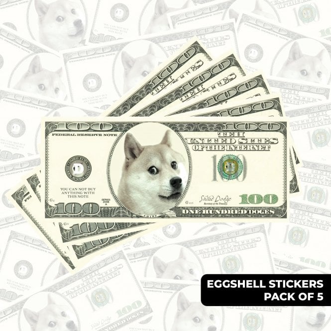Graff-City 100 Doge Bill - Pack of 5 Eggshell Stickers