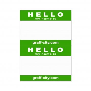 Green "Hello My Name Is" Stickers
