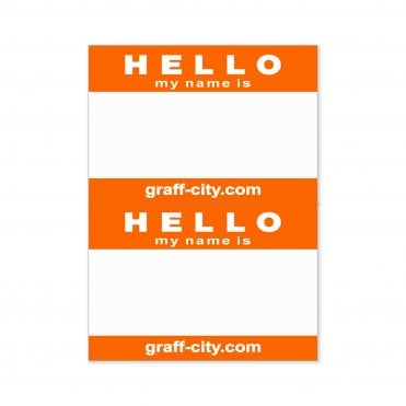 Orange "Hello My Name Is" Stickers