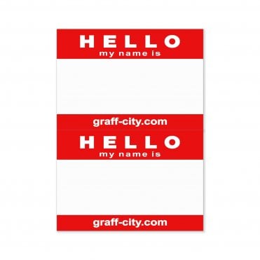 Red "Hello My Name Is" Stickers
