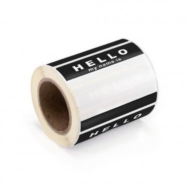 'Hello My Name Is' Stickers - Black (250)