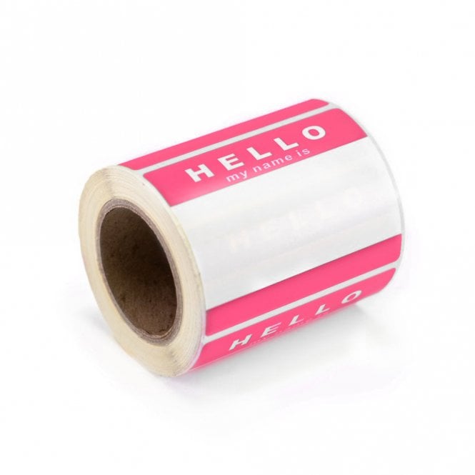'Hello My Name Is' Stickers - Pink (250)