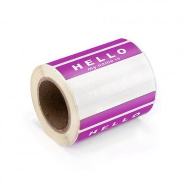 'Hello My Name Is' Stickers - Purple (250)