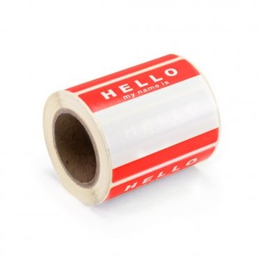 'Hello My Name Is' Stickers - Red (250)