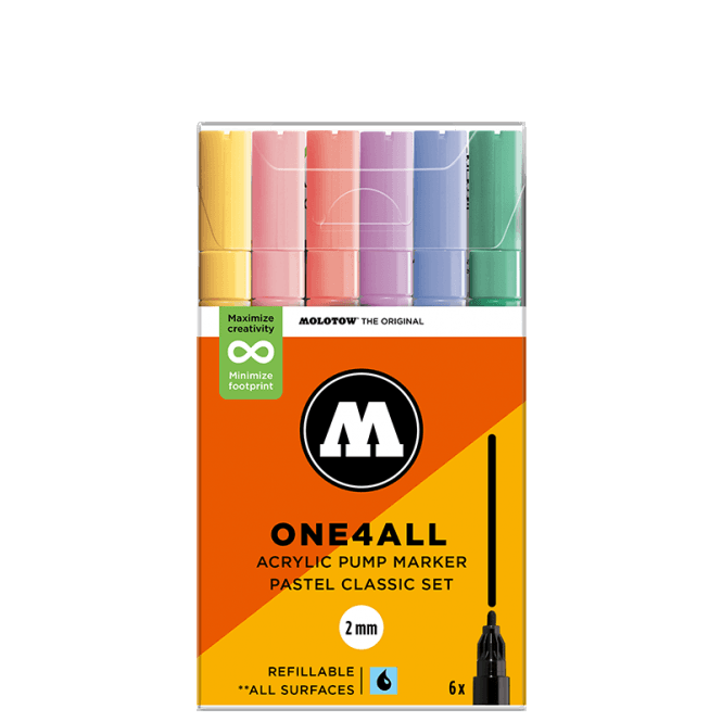 Molotow One4All 127HS Pastel Classic Set - 2mm Round Tip (6)