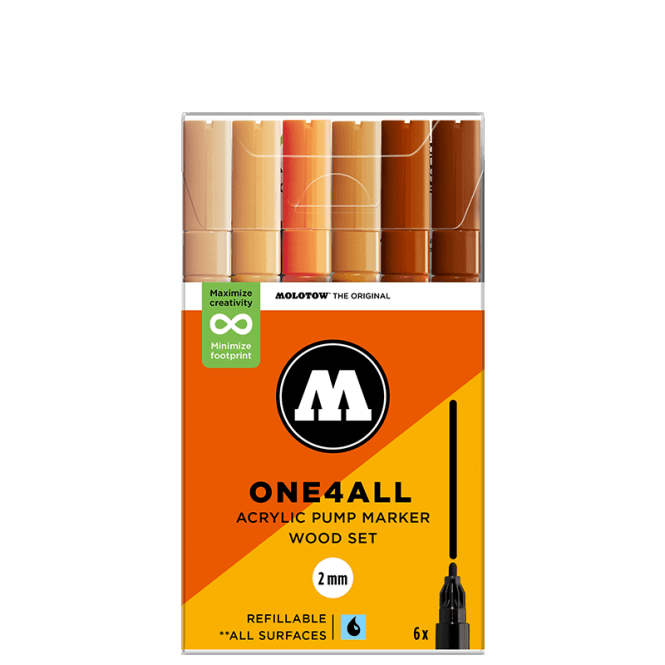 Molotow One4All 127HS Wood Set - 2mm Round Tip (6)
