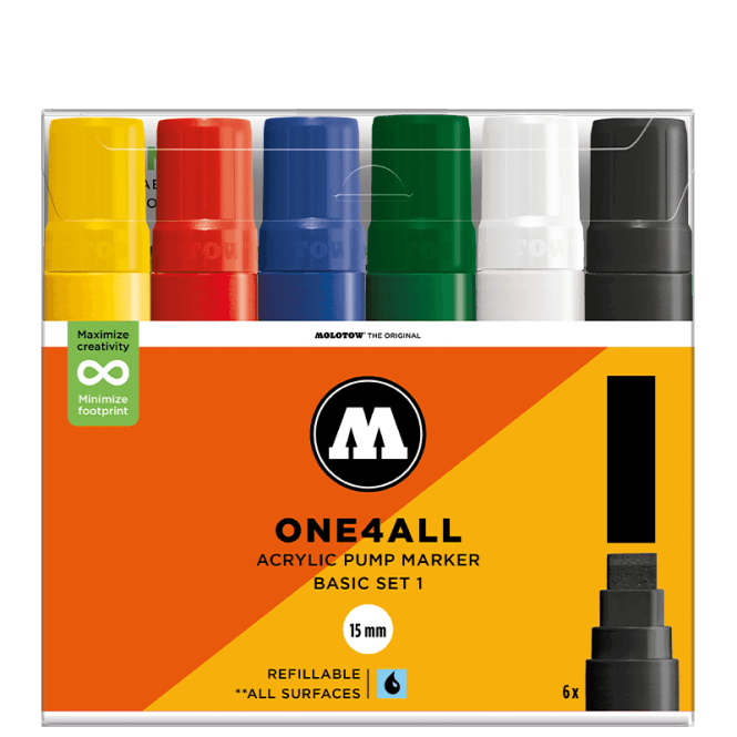 Molotow One4All 627HS Basic Set 1 15mm Broad (6) *New