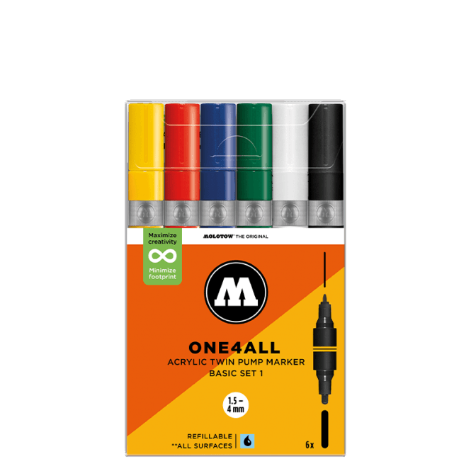 Molotow One4All Acrylic Twin Pump Marker Basic Set 1 (6)