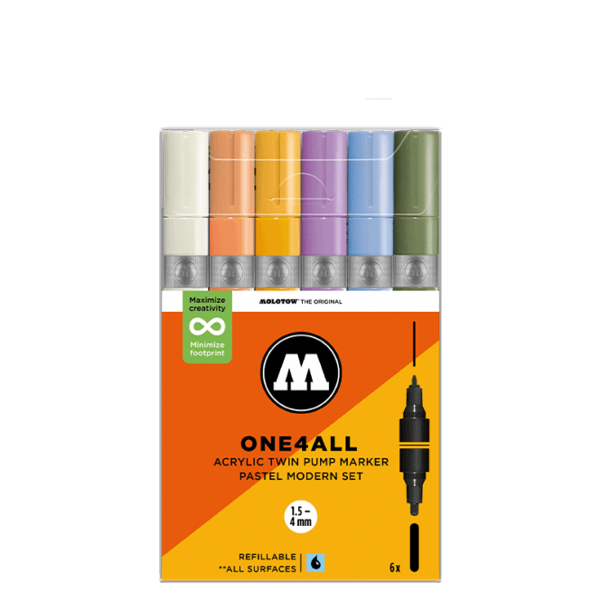 Molotow One4All Acrylic Twin Pump Marker - Pastel Modern Set (6)
