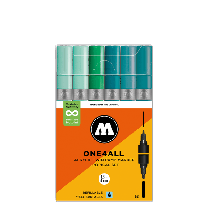 Molotow One4All Acrylic Twin Pump Marker - Tropical Set (6)