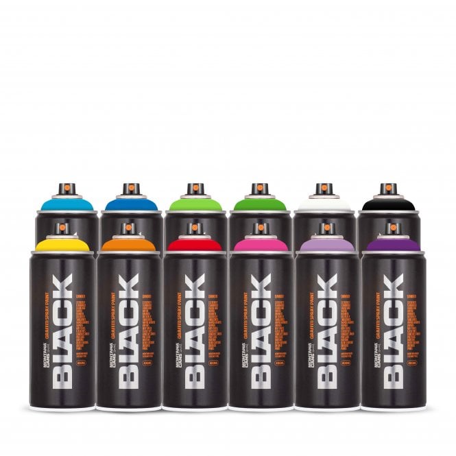 Montana Black Spray Paint 400ml - 12 Can Pack