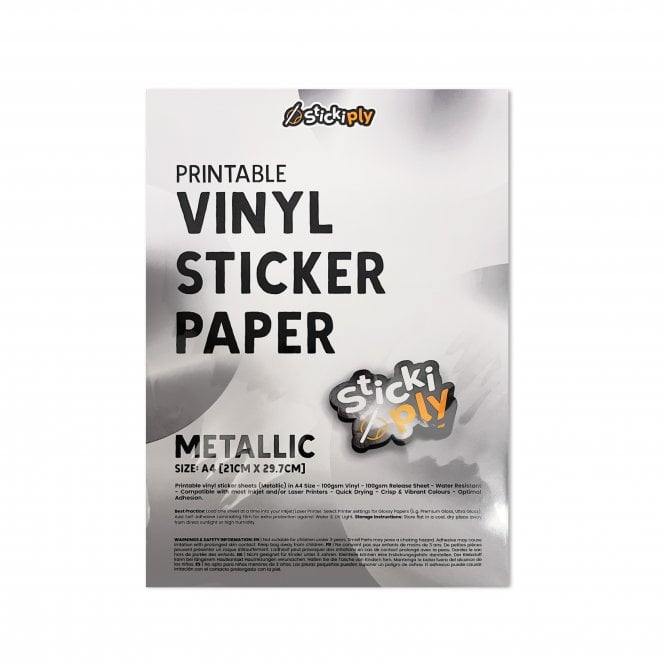 Printable Vinyl Sticker Paper A4 - Metallics (10)