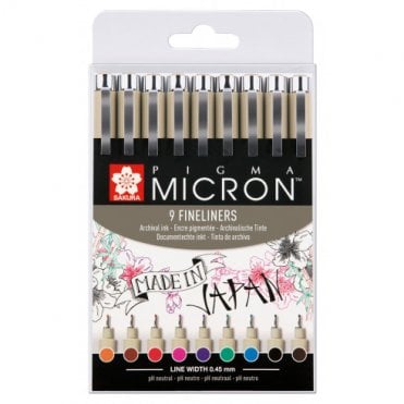 Pigma Micron 05 Fineliner Pen Set of 9