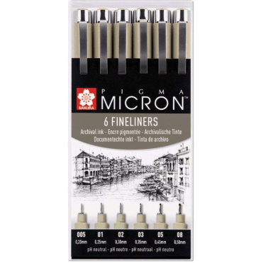 Pigma Micron 6 Fineliner Set