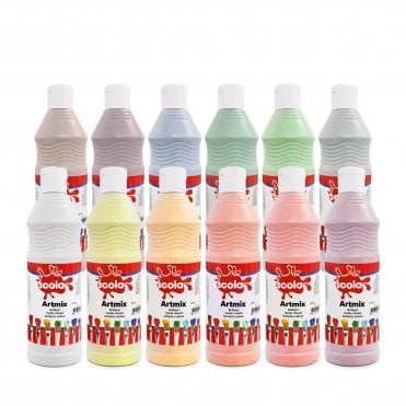 Scola - Artmix 600ml Acrylic Paint - Assorted 12 Pack