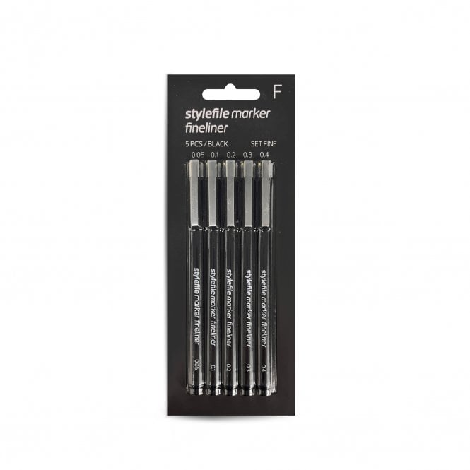 Stylefile Fineliner 5 Piece Set Fine - Black