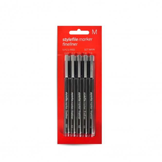 Stylefile Fineliner 5 Piece Set Main - Red