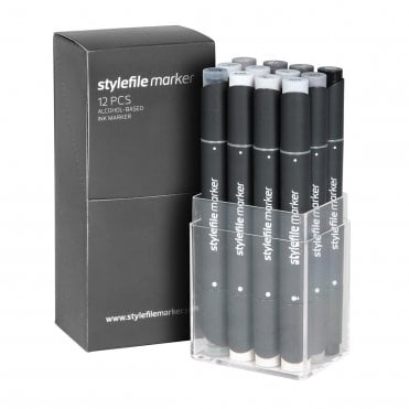 Marker 12 Set Neutral Grey