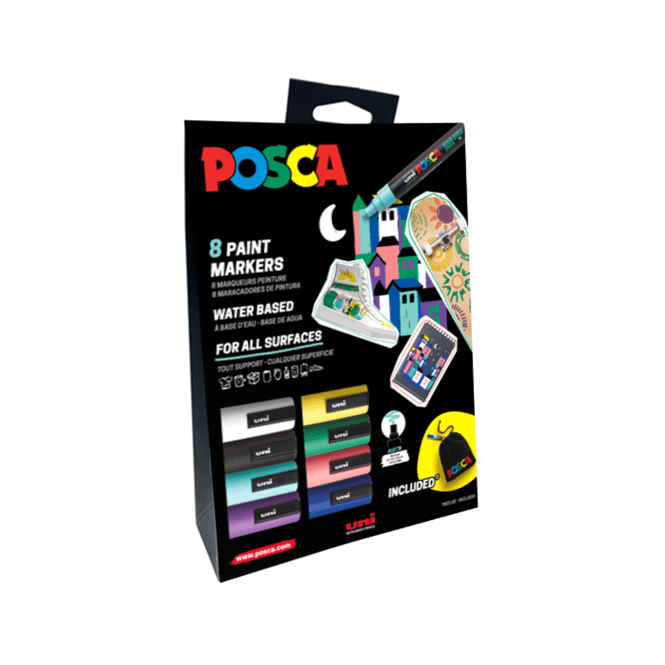 Uni Posca Cardboard Pouch Set - 8 Piece