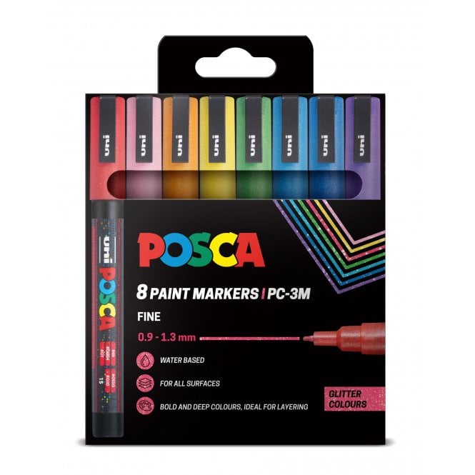 Uni Posca PC-3M 8 Glitter Colours