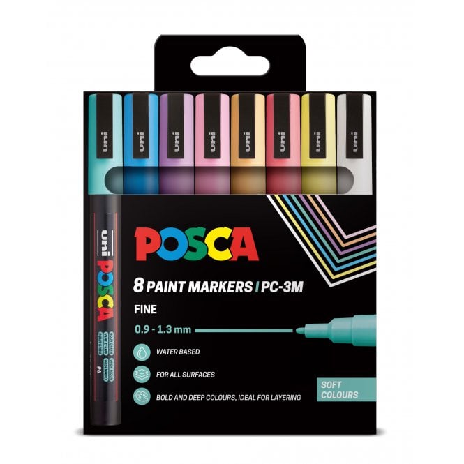 Uni Posca PC-3M 8 Soft Colours