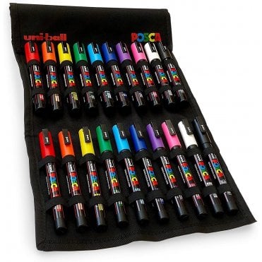 Posca PC-3M & PC-5M Bundle in Canvas Wallet (20)