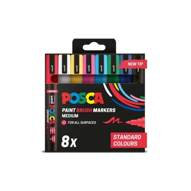 Uni Posca PC-5BR (1-4mm Brush) 8 Standard Colours