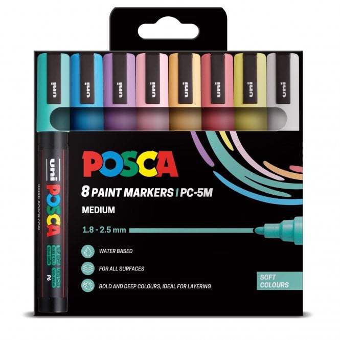 Uni Posca PC-5M 8 Soft Colours