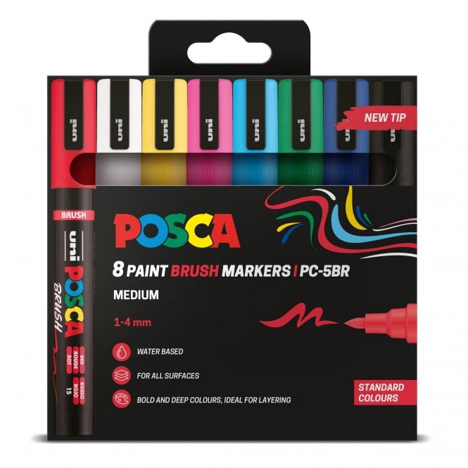 Uni Posca PC-5MBR 8 Standard Colours (Brush Tip)